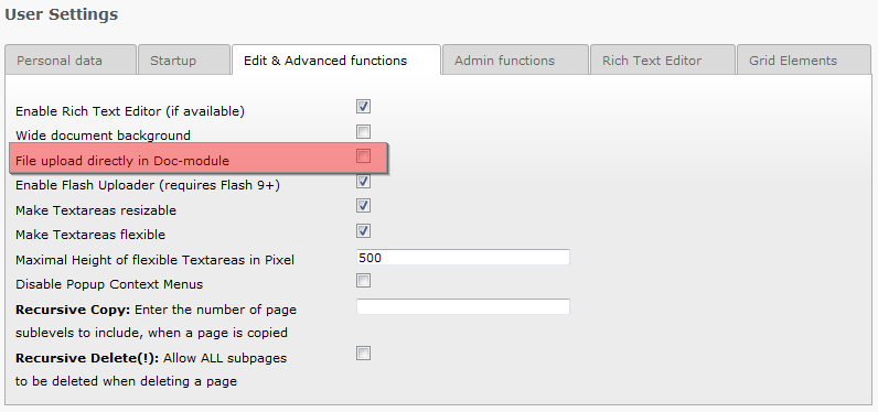 File upload directly in Doc-module